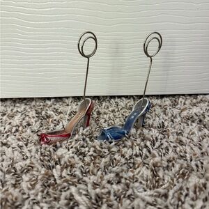 Elegant Red and Blue Women's Heels Card or Photo Holder Paperweight